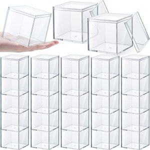 yulejo 30 pieces clear acrylic box with lid plastic clear acrylic square cube acrylic display boxes for storage organizer acrylic stackable containers 3.3 x 3.3 x 3.3 inch for candy pill tiny jewelry