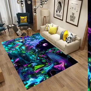 Boho Tree of Life Sun and Moon Hippie Trippy Skull and Mushroom Area Rugs 3D Digital Print Carpet Living Room Bedroom Sofa Mat Door Mat Home Decoration 5.25 x 7.5 ft/63 x 90 in
