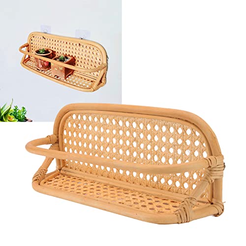 Yosoo Traditional Hand Crafted Woven Wall Mounted Floating Shelves, Rattan Wall Shelf for Bathroom Kitchen Living Room Floating Shelves Home Accents