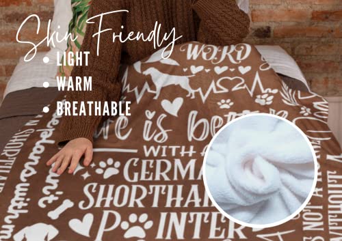 German Shorthaired Pointer Gifts, Dog Lover Throw Blanket, Soft Throw Blanket 50"x65", for Couch Sofa Bed Camping Travel Home Decor