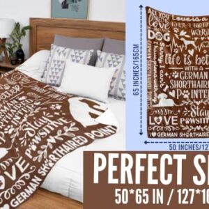 German Shorthaired Pointer Gifts, Dog Lover Throw Blanket, Soft Throw Blanket 50"x65", for Couch Sofa Bed Camping Travel Home Decor