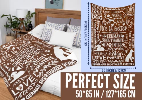 German Shorthaired Pointer Gifts, Dog Lover Throw Blanket, Soft Throw Blanket 50"x65", for Couch Sofa Bed Camping Travel Home Decor