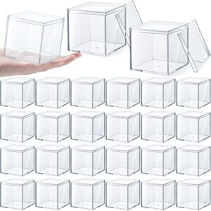 yulejo clear acrylic box with lid plastic square cube display for storage stackable container pill candy jewelry gift card party favors 2.9 x inch (24 pieces)