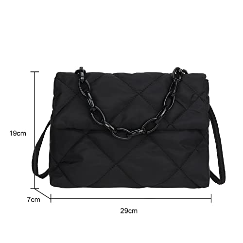 Juoxeepy Quilted Crossbody Bag for Women Nylon Puffer Shoulder Bag Lightweight Quilted Padding Shoulder Bag Flap Crossbody Purse