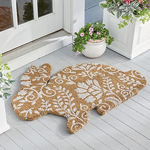 Bunny Shaped Door Mat, Easter Bunny Cotton Rug Rabbit Floor Mats Non Slip Area Rug for Bedroom Living Room Home Decor, 29.52''x39.37''