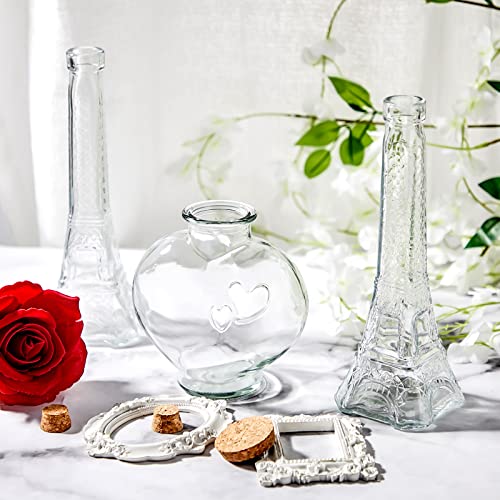 Eaasty Unity Sand Set for Weddings Sand Ceremony Kit Clear Tower and Heart Shaped Vase with Lid Glass Decorative Jars with Sand for Wedding Engagement Ceremony Party Decor