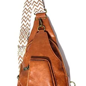 HAIBOLAN Women Cross-Body Sling Bag Vegan Leather Crossbody Shoulder Chest Purse with Adjustable Strap (brown 2)