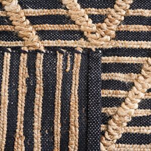 Safavieh Natural Fiber Collection 8' x 10' Black/Natural NF378Z Flat Weave Farmhouse Geometric Jute Area Rug