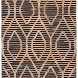 Safavieh Natural Fiber Collection 8' x 10' Black/Natural NF378Z Flat Weave Farmhouse Geometric Jute Area Rug