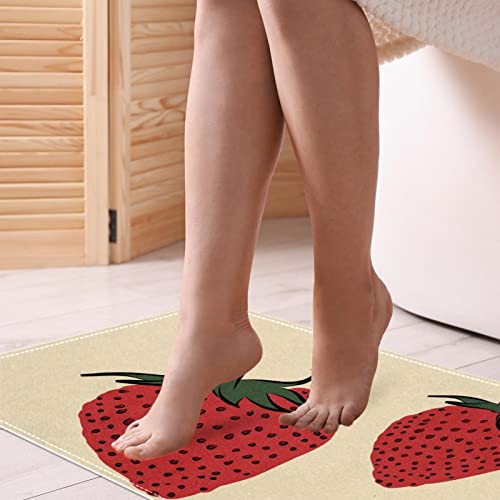 Strawberries, Indoor Door Mat Durable Front Door Mats Entryway Rug Non-Slip Absorbent Area Rugs Resist Dirt Rugs for Room Decor, 24"x16"