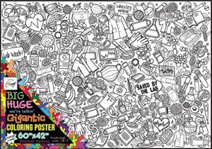 artistic chaos ink giant lab week coloring poster 60″x42″ made in usa, rolled not folded, huge coloring pages, great craft for school classroom, party, activities. hours of entertainment. (labweek)