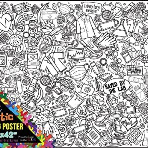 Artistic Chaos Ink Giant Lab Week Coloring Poster 60"x42" Made in USA, Rolled not Folded, Huge Coloring Pages, Great Craft for School Classroom, Party, Activities. Hours of Entertainment. (Labweek)