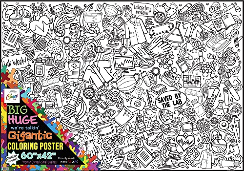 Artistic Chaos Ink Giant Lab Week Coloring Poster 60"x42" Made in USA, Rolled not Folded, Huge Coloring Pages, Great Craft for School Classroom, Party, Activities. Hours of Entertainment. (Labweek)