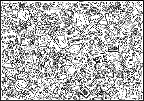 Artistic Chaos Ink Giant Lab Week Coloring Poster 60"x42" Made in USA, Rolled not Folded, Huge Coloring Pages, Great Craft for School Classroom, Party, Activities. Hours of Entertainment. (Labweek)