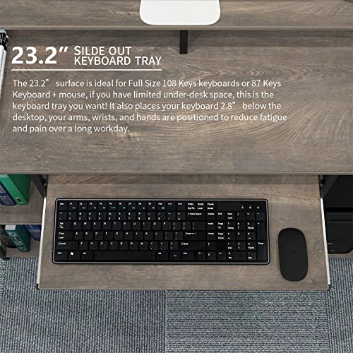 TOPSKY Compact Computer Desk with Storage Shelves/Keyboard Tray/Monitor Stand Study Table for Home Office (46.5x19 inch, Espresso Gray)