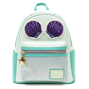 loungefly disney mini backpack, the little mermaid ariel sequins & pearls, multicolor