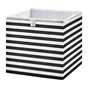 kigai black white stripes rectangular storage bins – 16x11x7 in large foldable storage basket fabric storage baskes organizer for toys, books, shelves, closet, home decor