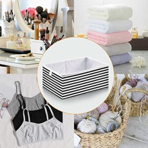 Kigai Black White Stripes Rectangular Storage Bins - 16x11x7 In Large Foldable Storage Basket Fabric Storage Baskes Organizer for Toys, Books, Shelves, Closet, Home Decor