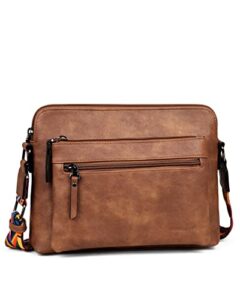 masintor crossbody purses for women crossbody bag, triple zip pockets adjustable wide strap, soft leather medium women’s crossbody handbags