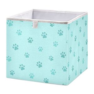 Kigai Paw Print Cube Storage Bins - 11x11x11 In Large Foldable Storage Basket Fabric Storage Baskes Organizer for Toys, Books, Shelves, Closet, Home Decor