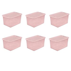 eecpt 6pc 64 qt. latching box plastic, blush pink tint