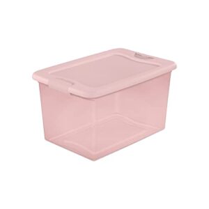 EECPT 6pc 64 Qt. Latching Box Plastic, Blush Pink Tint