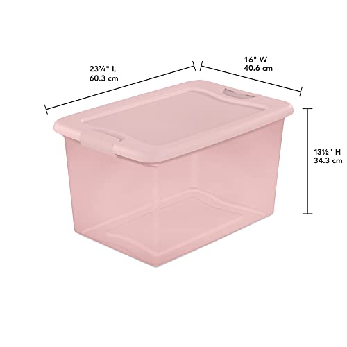 EECPT 6pc 64 Qt. Latching Box Plastic, Blush Pink Tint