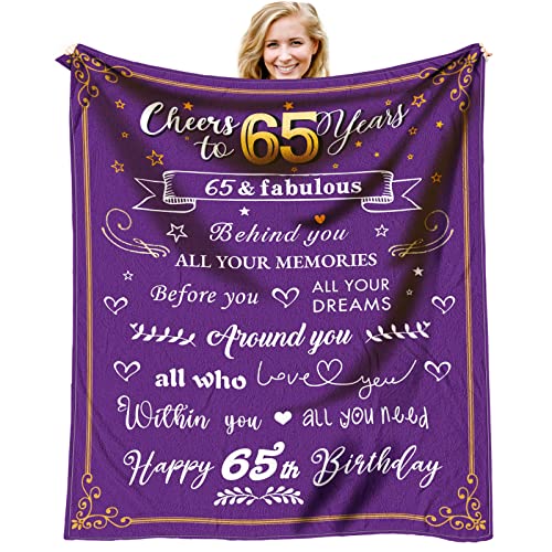 VXDRZGT 65th Birthday Gifts for Women Blanket - 65 Birthday Gifts for Mom or Wife - 1958 Birthday Gifts for Women - Gifts for 65 Year Old Woman - Cozy & Soft Flannel Throw Blanket 60 x 50 inch