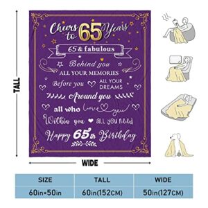 VXDRZGT 65th Birthday Gifts for Women Blanket - 65 Birthday Gifts for Mom or Wife - 1958 Birthday Gifts for Women - Gifts for 65 Year Old Woman - Cozy & Soft Flannel Throw Blanket 60 x 50 inch