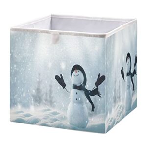 kigai christmas snowman rectangular storage bins – 16x11x7 in large foldable storage basket fabric storage baskes organizer for toys, books, shelves, closet, home decor