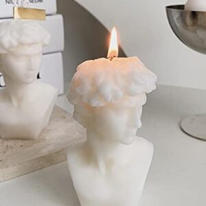 David Bust Statue Scented Candle,110G Aroma Soy Wax Greek Aesthetic Decorative Candle for Table Photo Prop Birthday Gift,Prefect for Meditation Stress Relief Mood Boosting Bath Yoga (White)