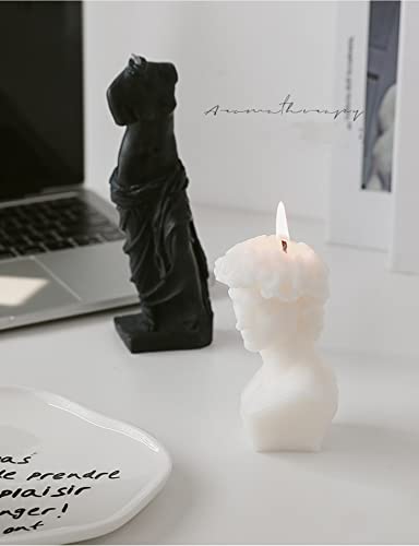 David Bust Statue Scented Candle,110G Aroma Soy Wax Greek Aesthetic Decorative Candle for Table Photo Prop Birthday Gift,Prefect for Meditation Stress Relief Mood Boosting Bath Yoga (White)