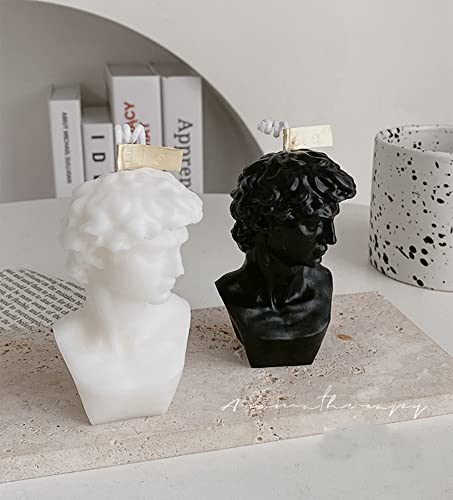 David Bust Statue Scented Candle,110G Aroma Soy Wax Greek Aesthetic Decorative Candle for Table Photo Prop Birthday Gift,Prefect for Meditation Stress Relief Mood Boosting Bath Yoga (White)