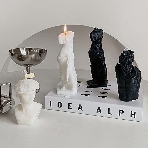 David Bust Statue Scented Candle,110G Aroma Soy Wax Greek Aesthetic Decorative Candle for Table Photo Prop Birthday Gift,Prefect for Meditation Stress Relief Mood Boosting Bath Yoga (White)