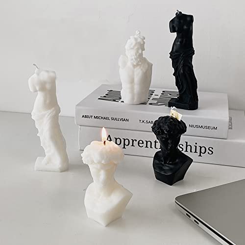 David Bust Statue Scented Candle,110G Aroma Soy Wax Greek Aesthetic Decorative Candle for Table Photo Prop Birthday Gift,Prefect for Meditation Stress Relief Mood Boosting Bath Yoga (White)