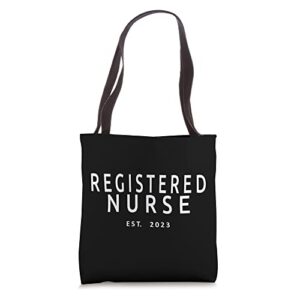 registered nurse est. 2023, nursing school, graduation tote bag