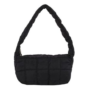 mini quilted tote bag for women puffer bag padded tote handbag lightweight puffy purse quilted padding hobo bag with zip closure