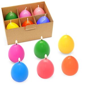 6 pack easter egg candles, unscented multi-color ball candles, smokeless and dripless tealight candles