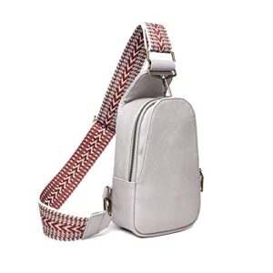 qonioi women chest bag sling bag small crossbody leather satchel daypack for lady shopping travel fashion shoulder strap