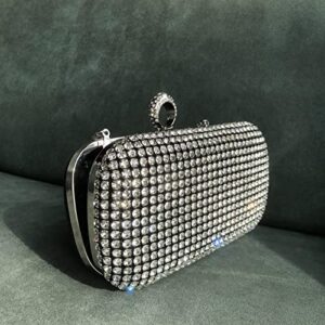 ALOLBAG Rhinestone Clutch Evening Bag for Women Formal Sparkly Purse Wedding Clutch Ladies Evening Handbag Sparkly Purse (Black)