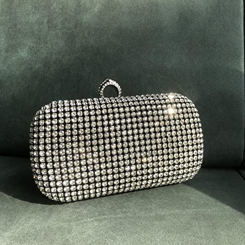 ALOLBAG Rhinestone Clutch Evening Bag for Women Formal Sparkly Purse Wedding Clutch Ladies Evening Handbag Sparkly Purse (Black)