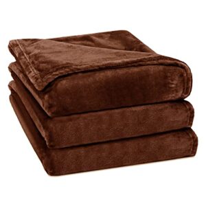 rerelife soft fleece throw blanket, throw plush cozy thick flannel 350gsm lightweight blanket for couch bed sofa (coffee brown,40×60 inches)