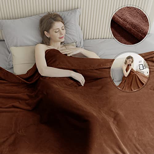 Rerelife Soft Fleece Throw Blanket, Throw Plush Cozy Thick Flannel 350GSM Lightweight Blanket for Couch Bed Sofa (Coffee Brown,40x60 Inches)