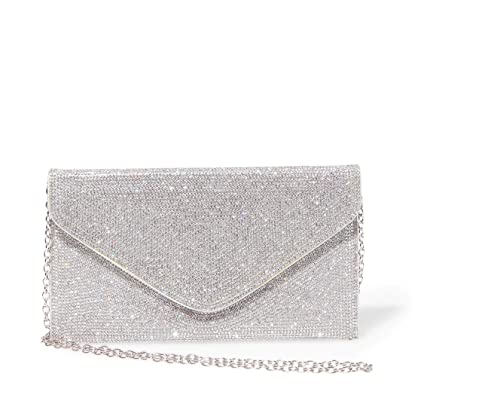 Steve Madden Swagger Rhinestone Clutch, Silver