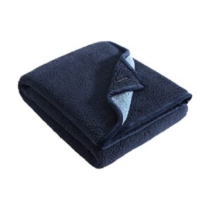 Nautica- Throw Blanket, Ultra Soft Plush Sherpa Home Décor, Reversible All Season Bedding (Solid Navy/Light Blue, 50 x 60)