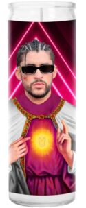 bunny celebrity prayer candle – funny saint candles – reggaeton hip hop rap votive – 100% handmade in usa – funny bad celebrity novelty rapper gift
