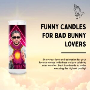 Bunny Celebrity Prayer Candle - Funny Saint Candles - Reggaeton Hip Hop Rap Votive - 100% Handmade in USA - Funny Bad Celebrity Novelty Rapper Gift