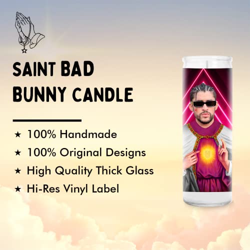 Bunny Celebrity Prayer Candle - Funny Saint Candles - Reggaeton Hip Hop Rap Votive - 100% Handmade in USA - Funny Bad Celebrity Novelty Rapper Gift