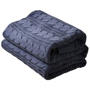 scisci throw blanket lightweight cable knit for sofa bed，super soft warm blanket for couch cozy sweater style blanket,blanket 60 x 80 inch,machine washable throw blankets，navy blue
