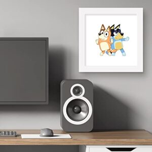 Trends International Gallery Pops Bluey - Bandit and Chilli Graphic Wall Art, White Framed Version, 12'' x 12''
